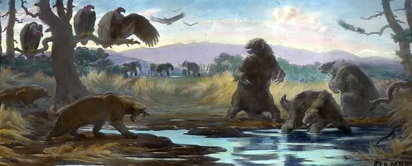 Urzeitliche Szene von den La Brea Tar Pits
